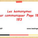 Lexique 5AEP : Les homonymes – Pour communiquer – Page 182-183